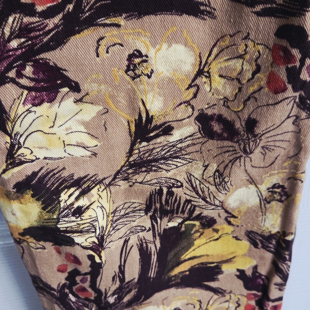 Gloria Vanderbilt High Rise Floral Print Jeans in Mustard, Brown & Red - Picture 13 of 13